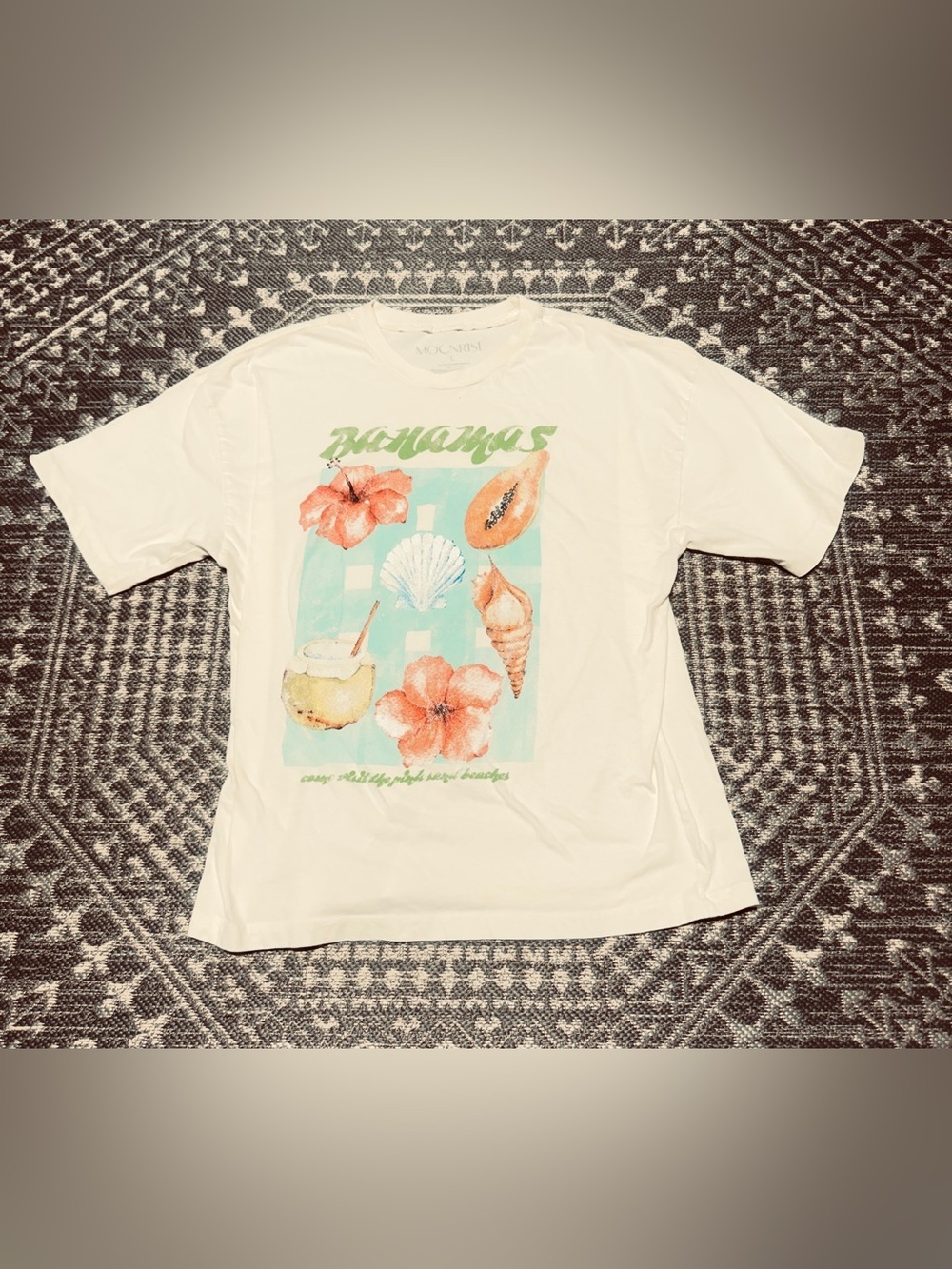 Moonrise White Bahamas Floral Graphic Short Sleeve Tee